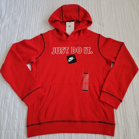 Nike JDI Pullover Hoodie DD8660-657 Red Size Large Big Kids NWT - Picture 6 of 12